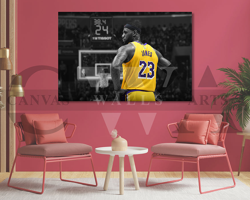 LeBron James Black & White Canvas Art Basketball Canvas Wall Art