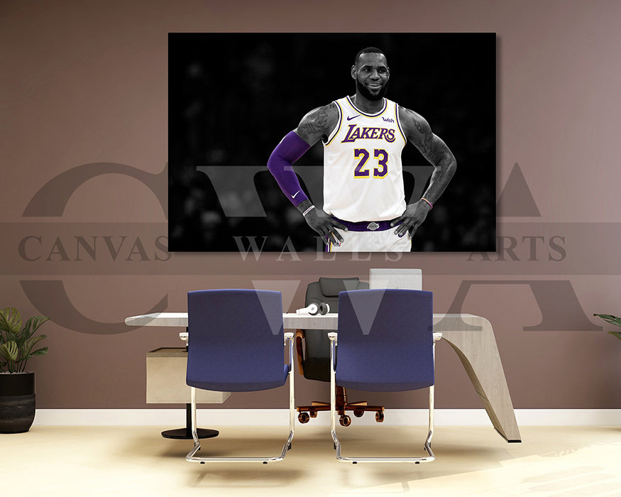 LeBron James Black & White Canvas Art Basketball Canvas Wall Art