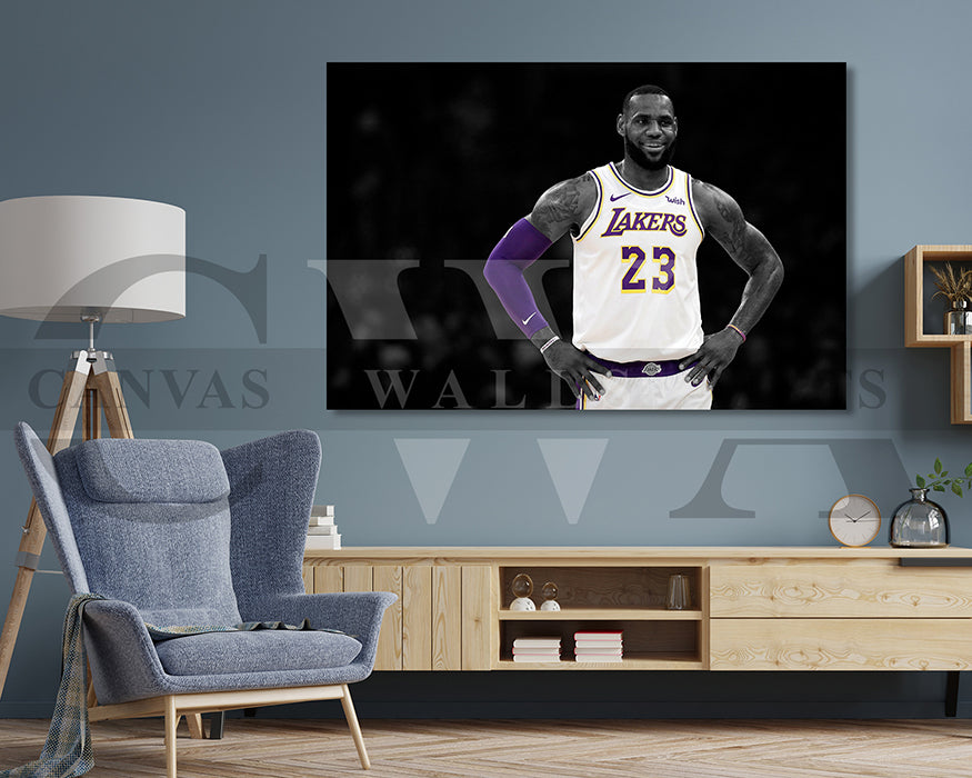 LeBron James Black & White Canvas Art Basketball Canvas Wall Art