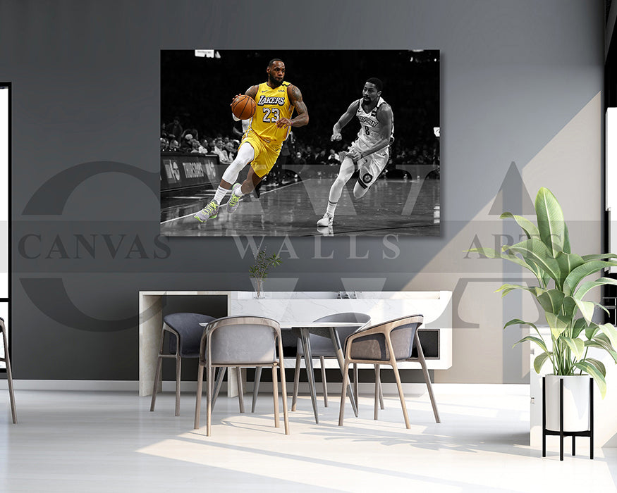 LeBron James Black & White Canvas Art Basketball Canvas Wall Art