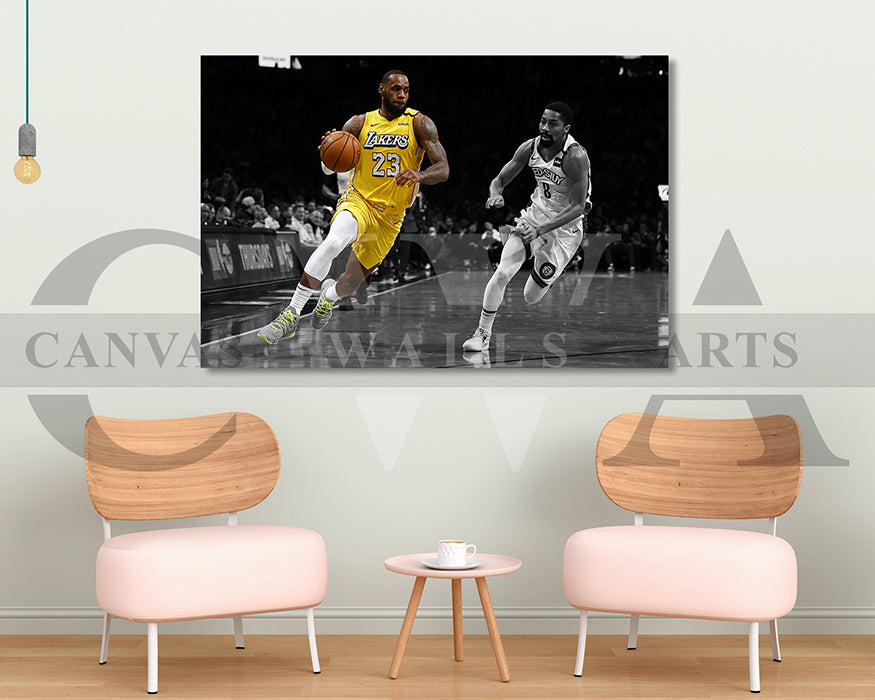 LeBron James Black & White Canvas Art Basketball Canvas Wall Art