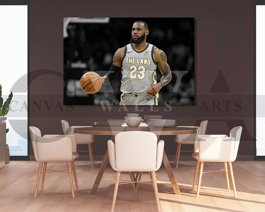 LeBron James Black & White Canvas Art Basketball Canvas Wall Art