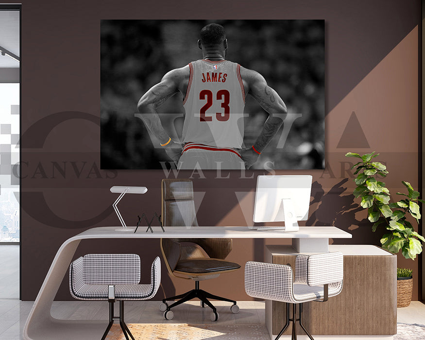 LeBron James Black & White Canvas Art Basketball Canvas Wall Art