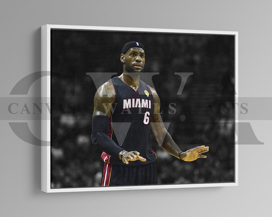 LeBron James Black & White Canvas Art Basketball Canvas Wall Art