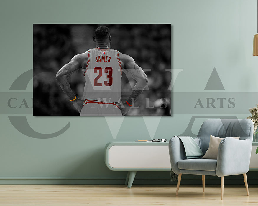 LeBron James Black & White Canvas Art Basketball Canvas Wall Art