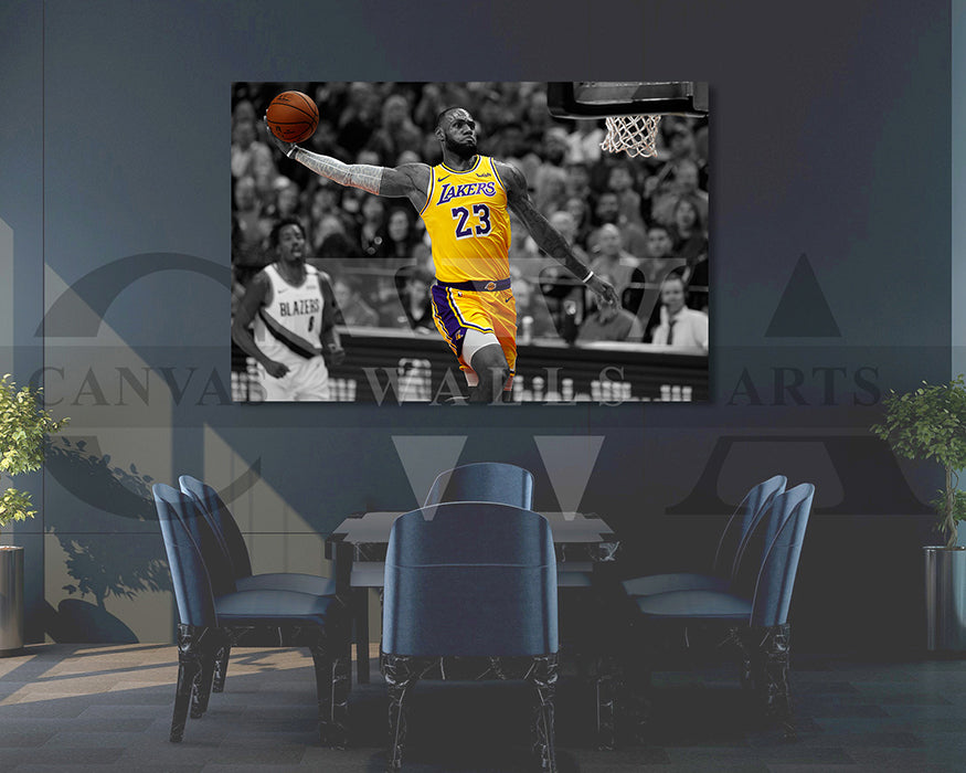 LeBron James Black & White Canvas Art Basketball Canvas Wall Art