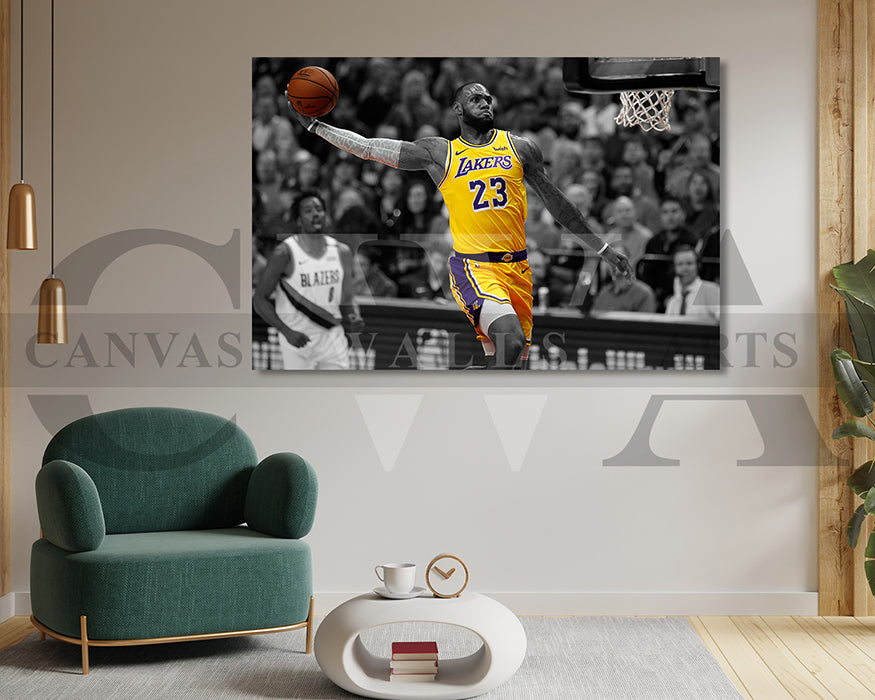 LeBron James Black & White Canvas Art Basketball Canvas Wall Art