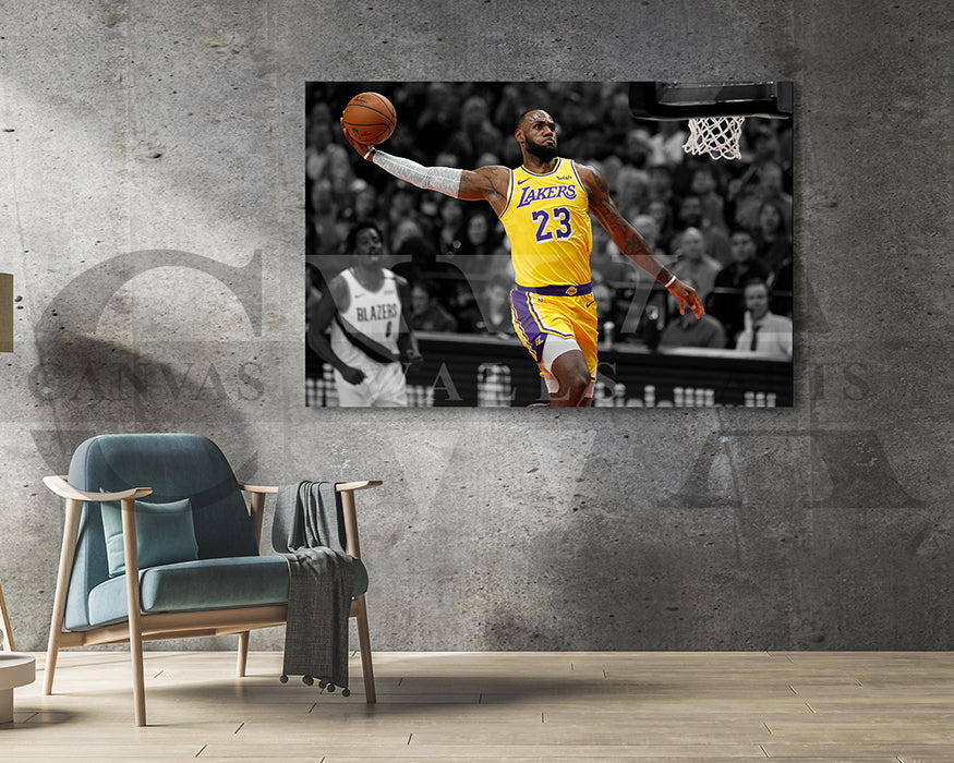 LeBron James Black & White Canvas Art Basketball Canvas Wall Art