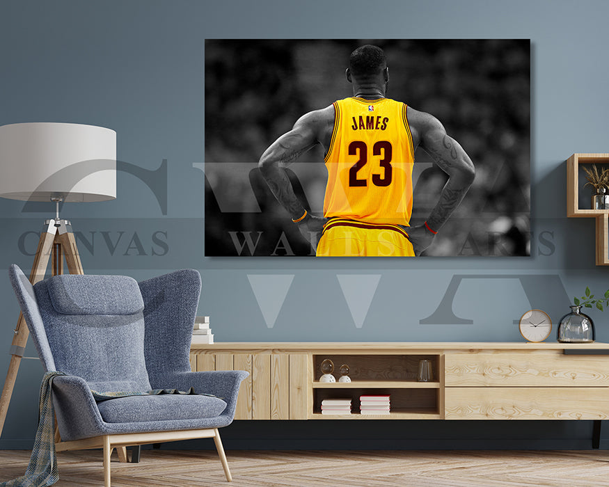 LeBron James Black & White Canvas Art Basketball Canvas Wall Art