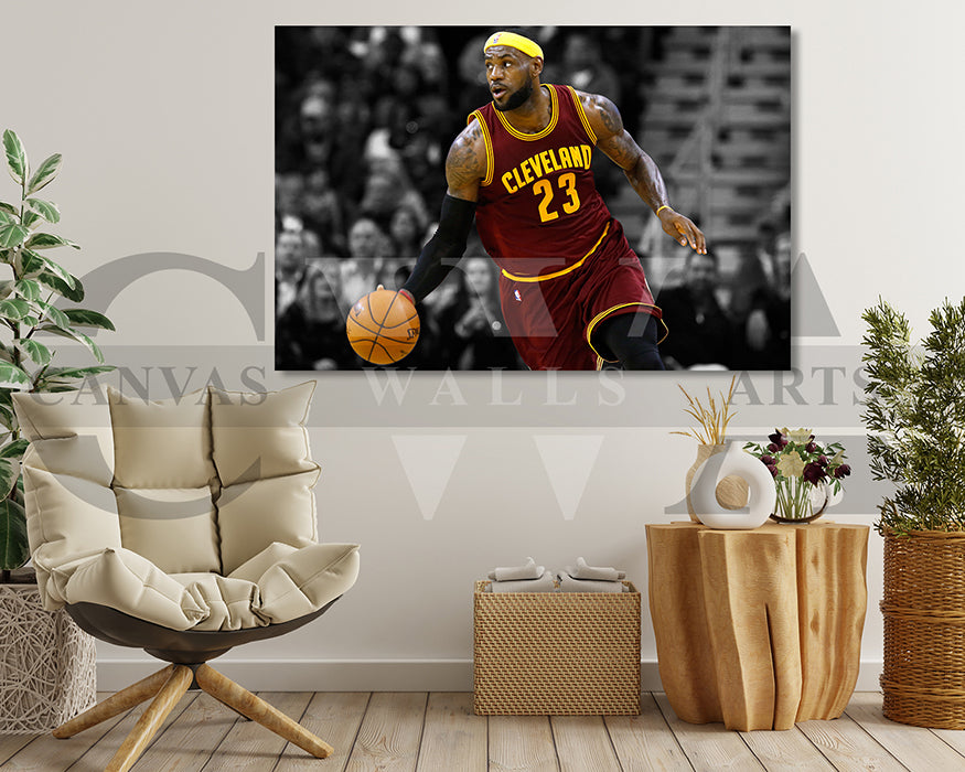 LeBron James Black & White Canvas Art Basketball Canvas Wall Art