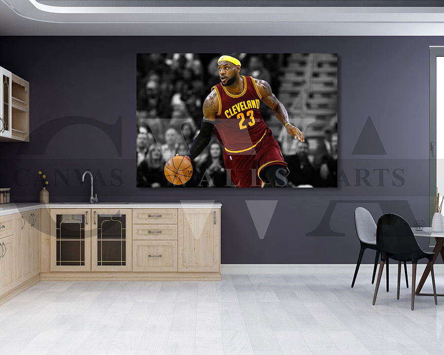 LeBron James Black & White Canvas Art Basketball Canvas Wall Art