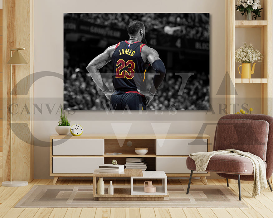 LeBron James Black & White Canvas Art Basketball Canvas Wall Art