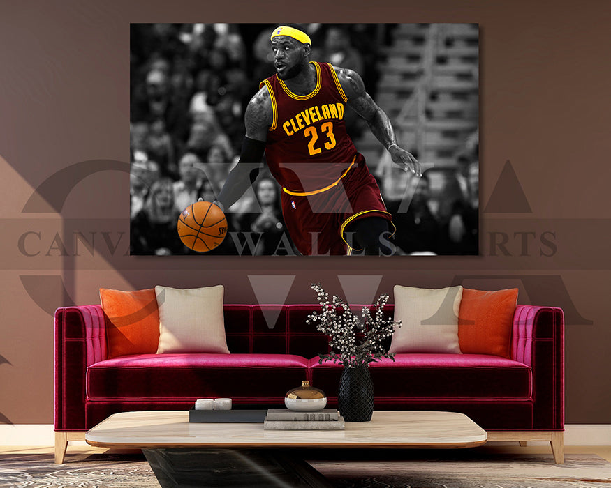 LeBron James Black & White Canvas Art Basketball Canvas Wall Art