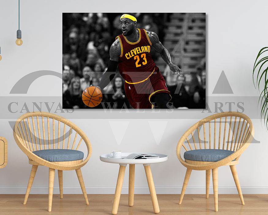 LeBron James Black & White Canvas Art Basketball Canvas Wall Art