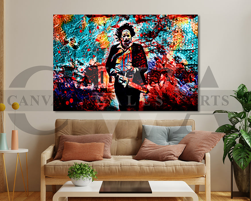 Leatherface Canvas Wall Art Abstract Movie Poster