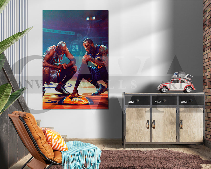 Lebron James & Michael Jordan Canvas Wall Art