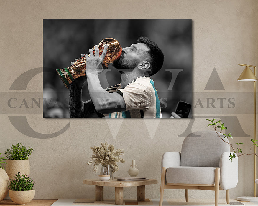 Lionel Messi Black & White Canvas Art Soccer Canvas Wall Art