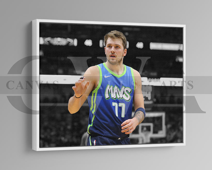 Luka Doncic Black & White Canvas Art Basketball Canvas Wall Art