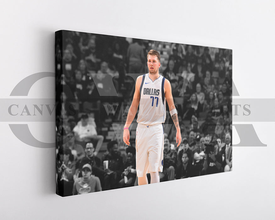 Luka Doncic Black & White Canvas Art Basketball Canvas Wall Art