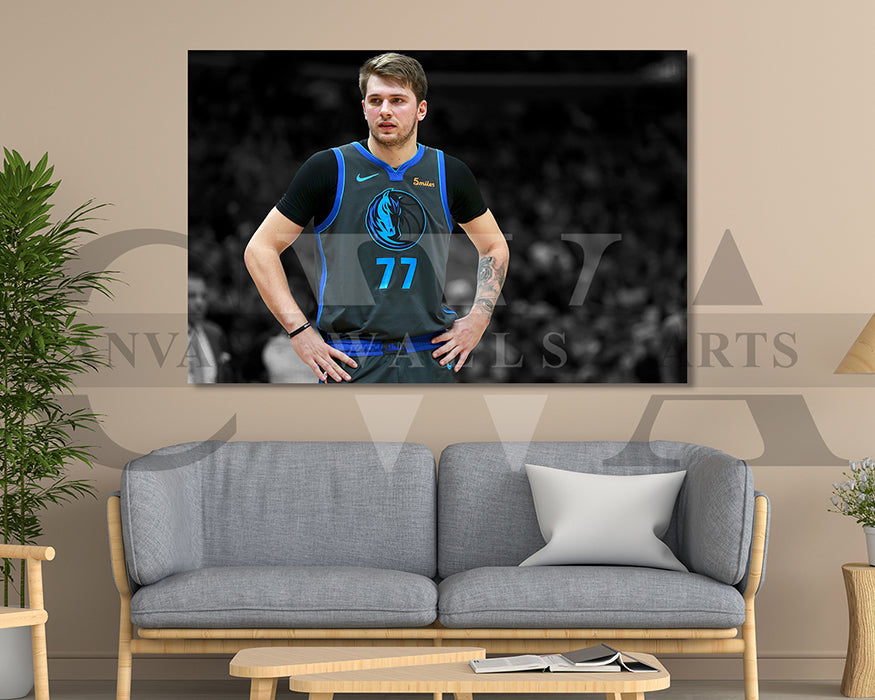 Luka Doncic Black & White Canvas Art Basketball Canvas Wall Art