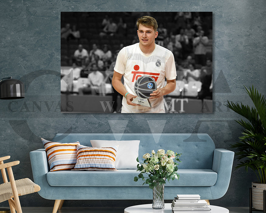 Luka Doncic Black & White Canvas Art Basketball Canvas Wall Art