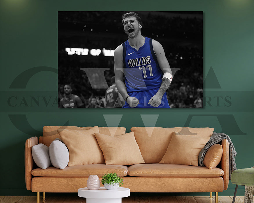 Luka Doncic Black & White Canvas Art Basketball Canvas Wall Art