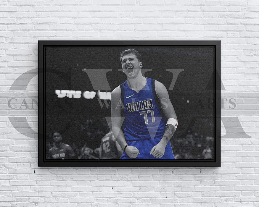 Luka Doncic Black & White Canvas Art Basketball Canvas Wall Art