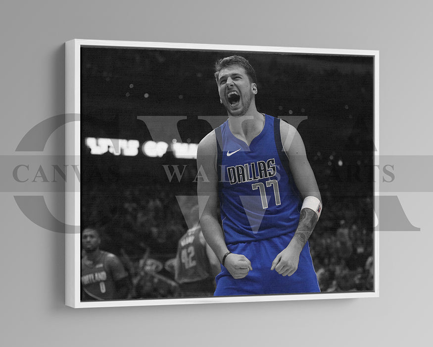 Luka Doncic Black & White Canvas Art Basketball Canvas Wall Art