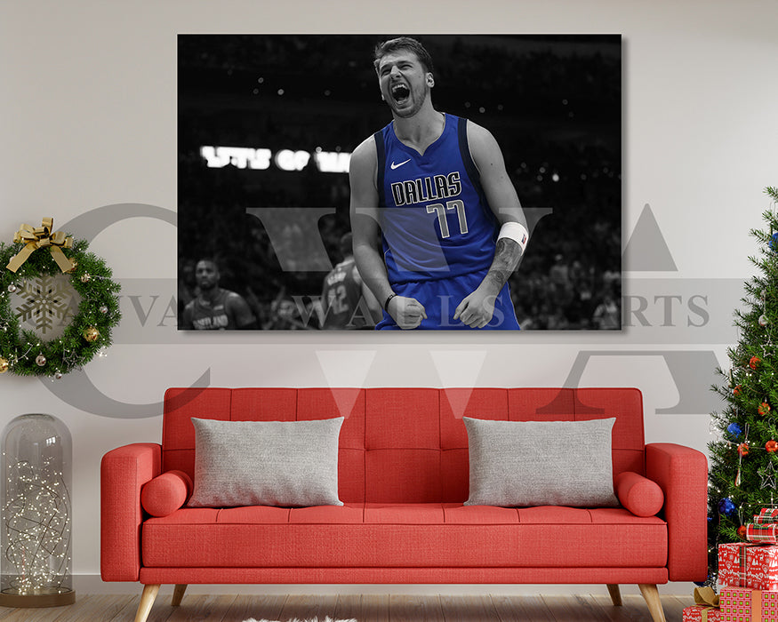 Luka Doncic Black & White Canvas Art Basketball Canvas Wall Art