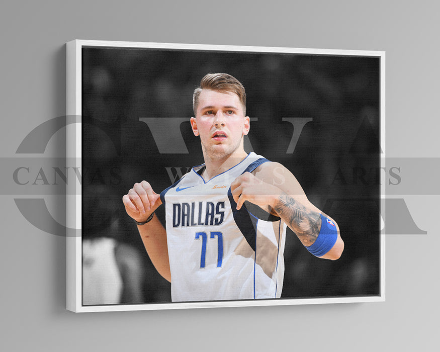 Luka Doncic Black & White Canvas Art Basketball Canvas Wall Art