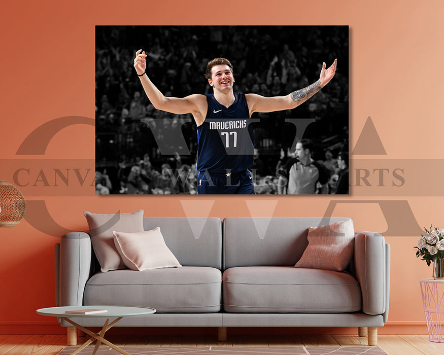 Luka Doncic Black & White Canvas Art Basketball Canvas Wall Art