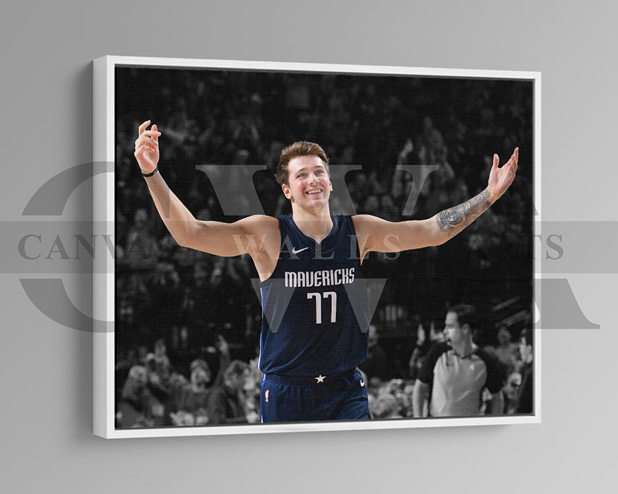 Luka Doncic Black & White Canvas Art Basketball Canvas Wall Art