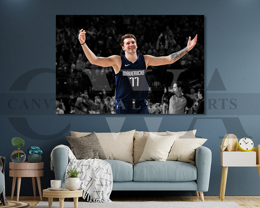 Luka Doncic Black & White Canvas Art Basketball Canvas Wall Art