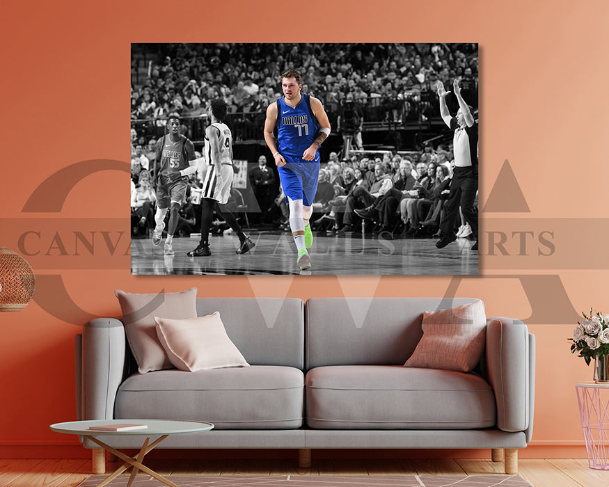 Luka Doncic Black & White Canvas Art Basketball Canvas Wall Art