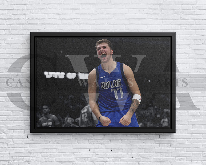 Luka Doncic Black & White Canvas Art Basketball Canvas Wall Art