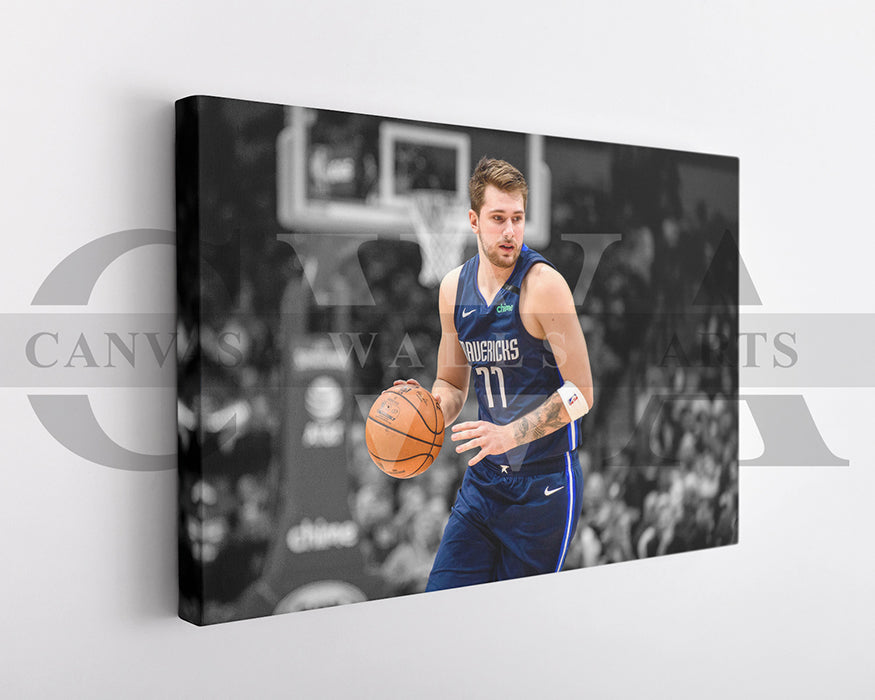 Luka Doncic Black & White Canvas Art Basketball Canvas Wall Art