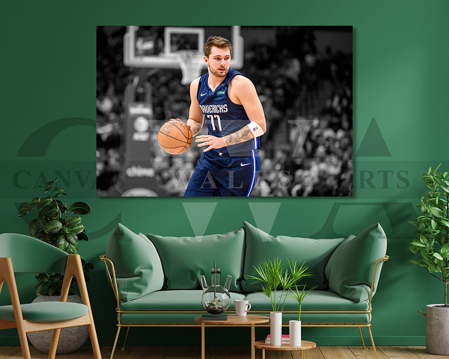 Luka Doncic Black & White Canvas Art Basketball Canvas Wall Art