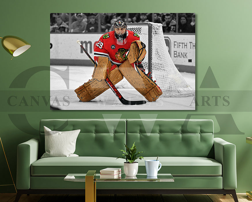 Marc-André Fleury Black & White Canvas Art Ice hockey Canvas Wall Art