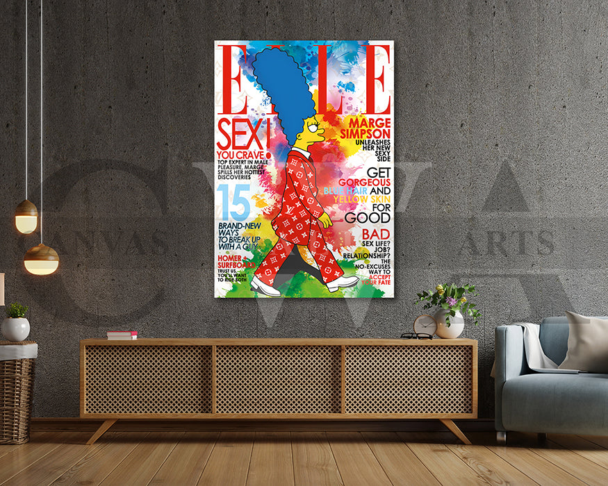 Marge Simpson Fashion Week Canvas Wall Art
