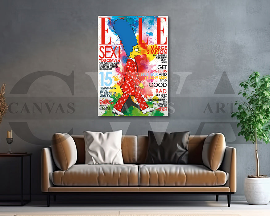 Marge Simpson Fashion Week Canvas Wall Art