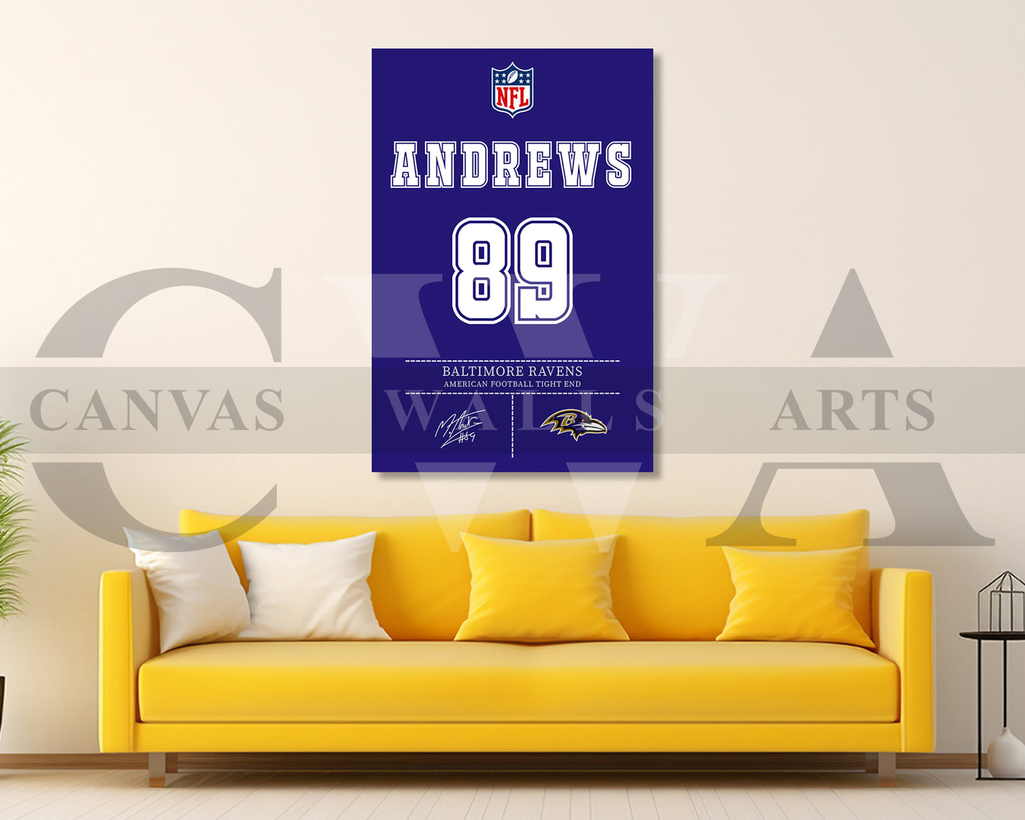 Mark Andrews Jersey Canvas Wall Art NFL Jersey Poster Print Sports Canvas Wall Art