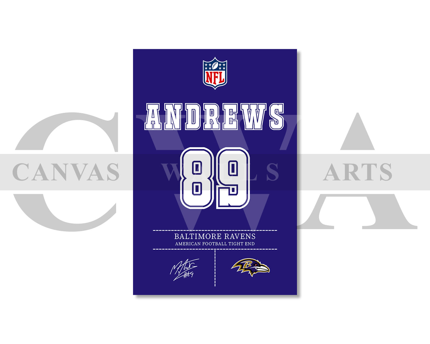 Mark Andrews Jersey Canvas Wall Art NFL Jersey Poster Print Sports Canvas Wall Art