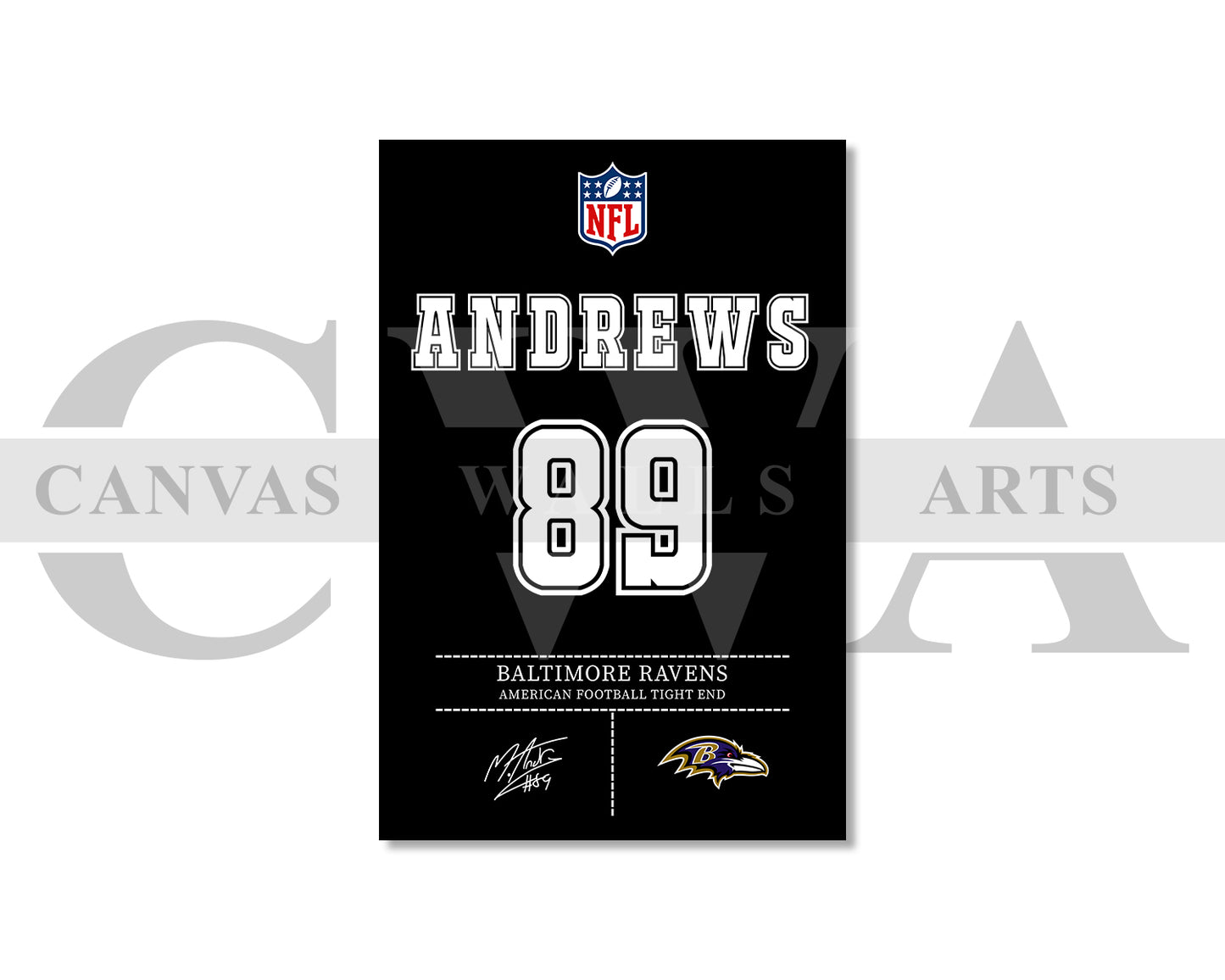 Mark Andrews Jersey Canvas Wall Art NFL Jersey Poster Print American Football Jersey Canvas Print