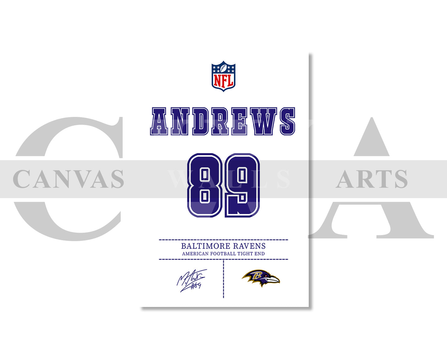 Mark Andrews Jersey Canvas Wall Art NFL Jersey Poster Print American Football Sports Canvas Print