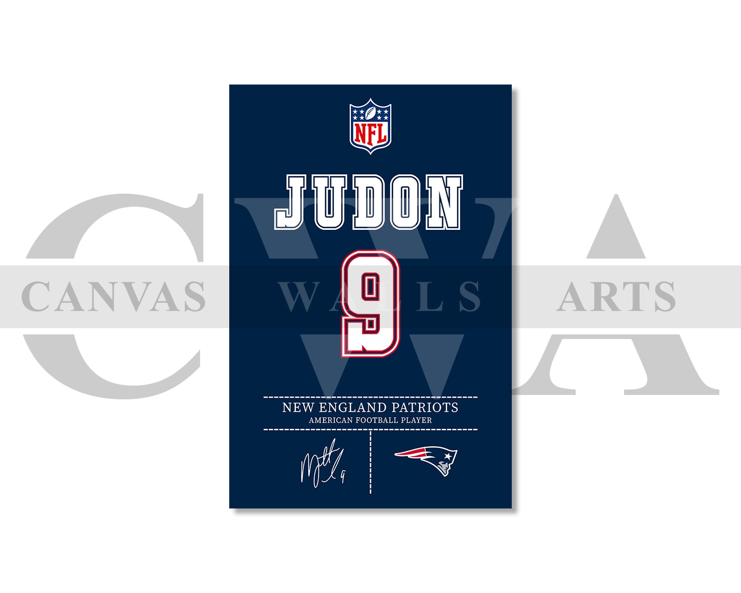 Matthew Judon Jersey Canvas Wall Art NFL Jersey Poster Print Sports Canvas Frame Ready To Hang