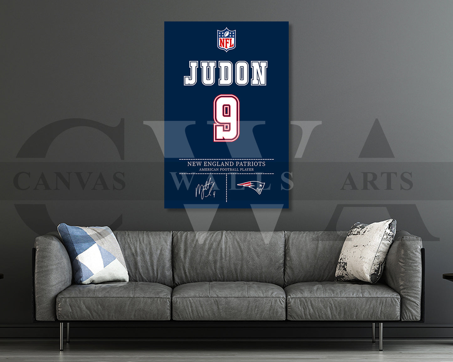 Matthew Judon Jersey Canvas Wall Art NFL Jersey Poster Print Sports Canvas Frame Ready To Hang