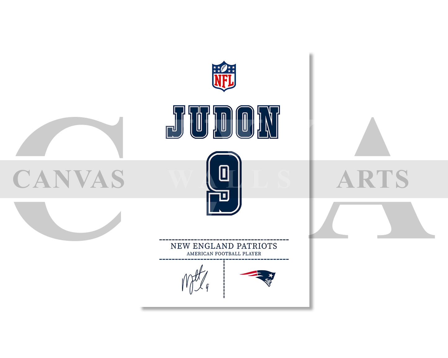 Matthew Judon Jersey Canvas Wall Art NFL Jersey Poster Print American Football Jersey Canvas Print