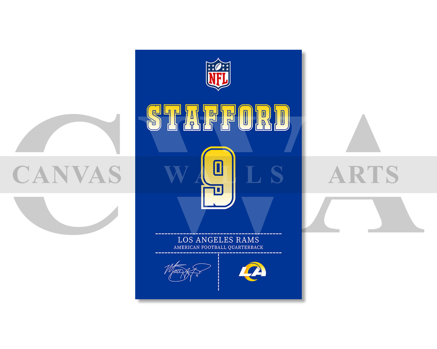 Matthew Stafford Jersey Canvas Wall Art NFL Jersey Poster Print Sports Canvas Print