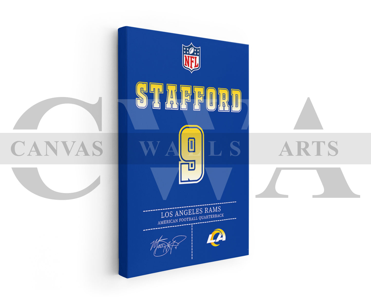 Matthew Stafford Jersey Canvas Wall Art NFL Jersey Poster Print Sports Canvas Print