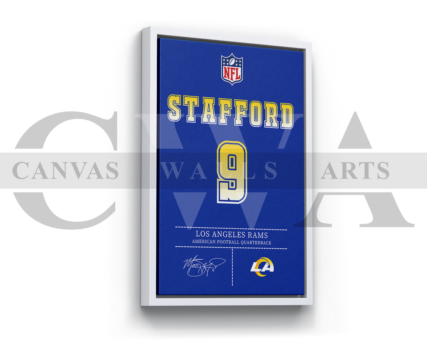 Matthew Stafford Jersey Canvas Wall Art NFL Jersey Poster Print Sports Canvas Print
